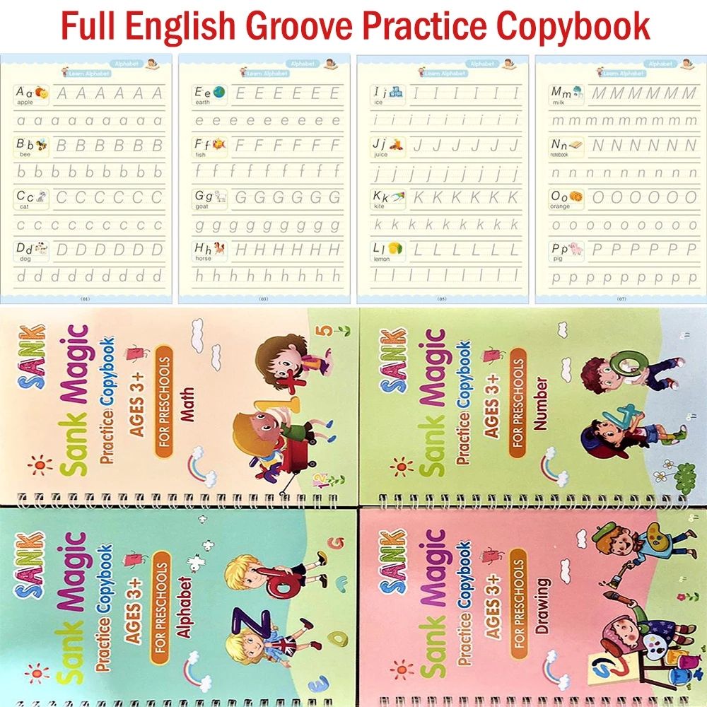 Magic Practice Copybook (4 BOOKS,1 PEN,1 GRIP,10 REFILL)