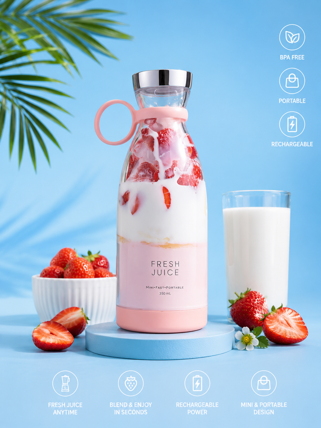 Portable Electric Mixer | Bottle Blender | Fast Blades | Cord-Less